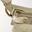 Salvatore Ferragamo Gancini Shoulder Bag Canvas Cream Gold Auth 118190-10