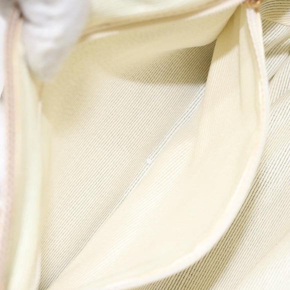 Salvatore Ferragamo Gancini Shoulder Bag Canvas Cream Gold Auth 118190