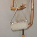 Salvatore Ferragamo Gancini Shoulder Bag Canvas Cream Gold Auth 118190-21