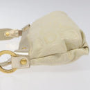 Salvatore Ferragamo Gancini Shoulder Bag Canvas Cream Gold Auth 118190-4