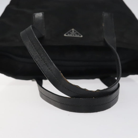 PRADA Hand Bag Nylon Black Silver Auth 118193