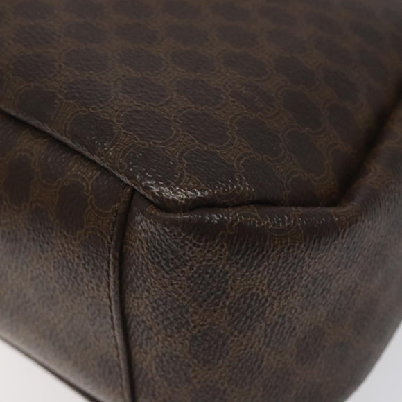 CELINE Macadam Canvas Handtasche PVC Leder Braun Gold Auth 118198