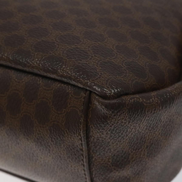 CELINE Macadam Canvas Hand Bag PVC Leather Brown Gold Auth 118198