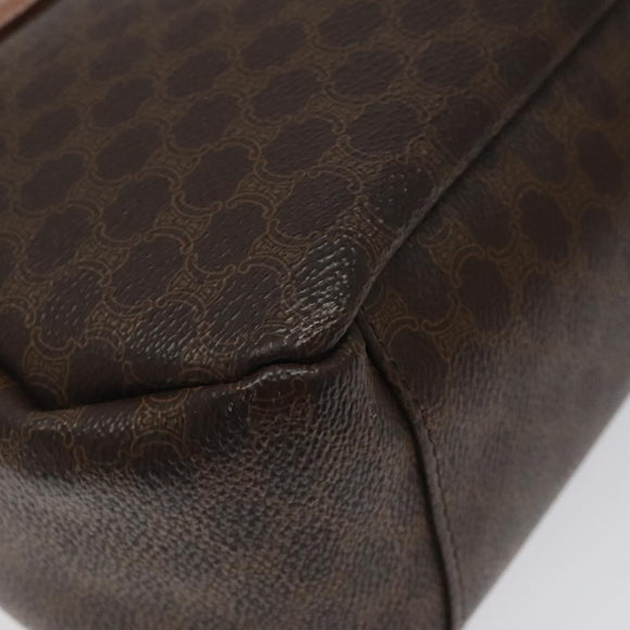 CELINE Macadam Canvas Hand Bag PVC Leather Brown Gold Auth 118198