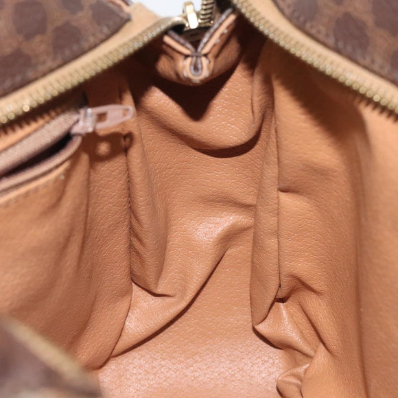 CELINE Macadam Canvas Hand Bag PVC Leather Brown Gold Auth 118198