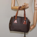 CELINE Macadam Canvas Hand Bag PVC Leather Brown Gold Auth 118198-21