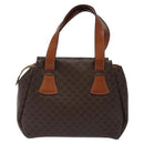 CELINE Macadam Canvas Hand Bag PVC Leather Brown Gold Auth 118198-2