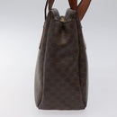 CELINE Macadam Canvas Hand Bag PVC Leather Brown Gold Auth 118198-3