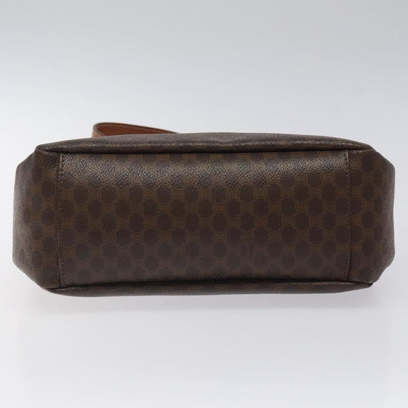 CELINE Macadam Canvas Handtasche PVC Leder Braun Gold Auth 118198