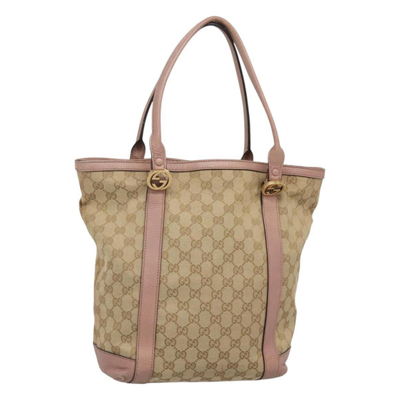 GUCCI GG Canvas Shoulder Bag Beige Gold 342591 Auth 118199