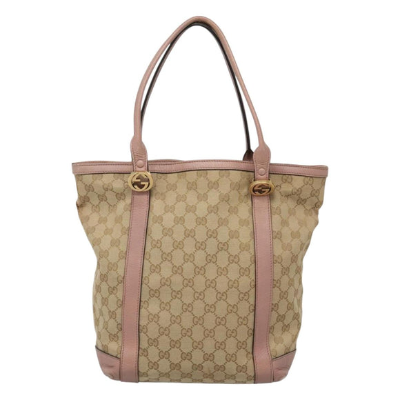 GUCCI GG Canvas Shoulder Bag Beige Gold 342591 Auth 118199
