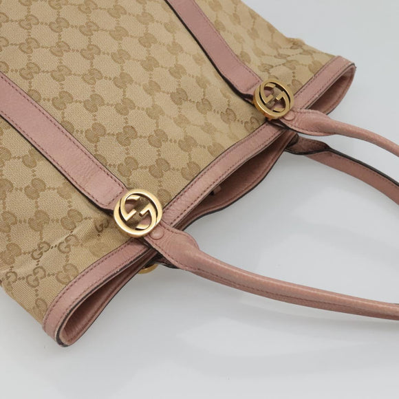 GUCCI GG Canvas Shoulder Bag Beige Gold 342591 Auth 118199