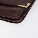CARTIER Must Line Shoulder Bag Leather Wine Red Gold Auth 118206-9