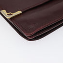 CARTIER Must Line Shoulder Bag Leather Wine Red Gold Auth 118206-14