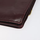 CARTIER Must Line Shoulder Bag Leather Wine Red Gold Auth 118206-15