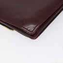 CARTIER Must Line Shoulder Bag Leather Wine Red Gold Auth 118206-16