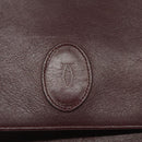 CARTIER Must Line Shoulder Bag Leather Wine Red Gold Auth 118206-17