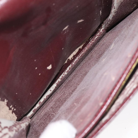 CARTIER Must Line Shoulder Bag Leather Wine Red Gold Auth 118206