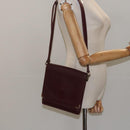 CARTIER Must Line Shoulder Bag Leather Wine Red Gold Auth 118206-22