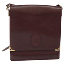 CARTIER Must Line Shoulder Bag Leather Wine Red Gold Auth 118206-13