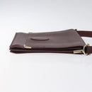 CARTIER Must Line Shoulder Bag Leather Wine Red Gold Auth 118206-3