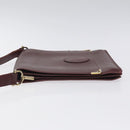 CARTIER Must Line Shoulder Bag Leather Wine Red Gold Auth 118206-4