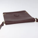 CARTIER Must Line Shoulder Bag Leather Wine Red Gold Auth 118206-6