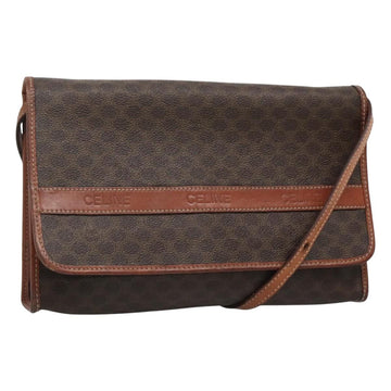 CELINE Macadam Canvas Shoulder Bag PVC Leather Brown Gold Auth 118208