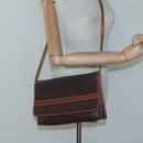 CELINE Macadam Canvas Shoulder Bag PVC Leather Brown Gold Auth 118208-22