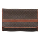 CELINE Macadam Canvas Shoulder Bag PVC Leather Brown Gold Auth 118208-13