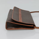 CELINE Macadam Canvas Shoulder Bag PVC Leather Brown Gold Auth 118208-3