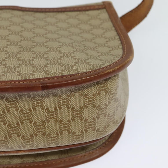 CELINE Macadam Canvas Shoulder Bag PVC Beige Gold Auth 118209