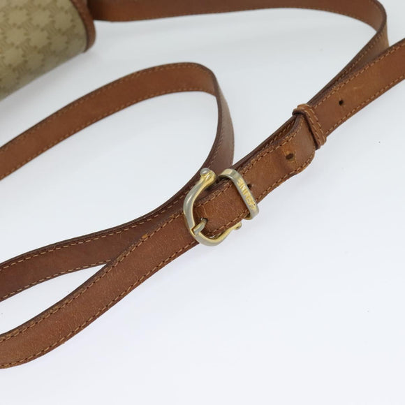 CELINE Macadam Canvas Shoulder Bag PVC Beige Gold Auth 118209
