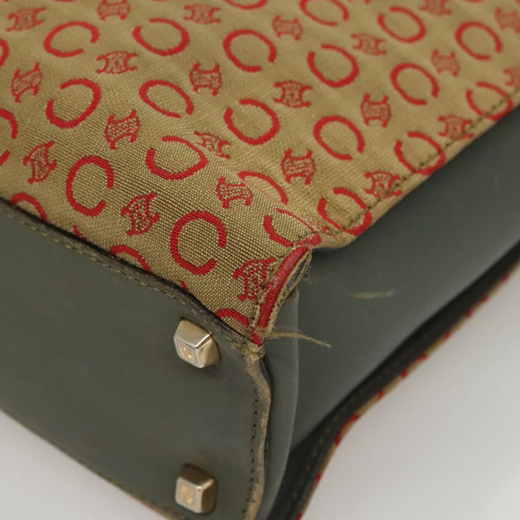 CELINE C Macadam Canvas Hand Bag Beige Gold Auth 118212