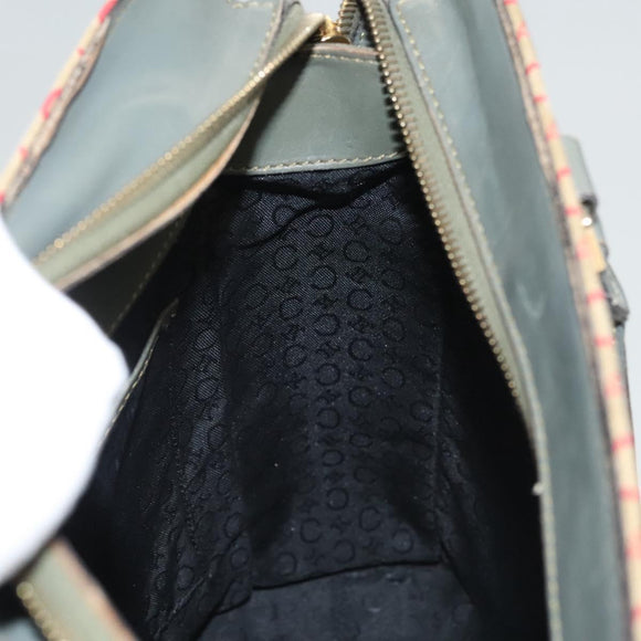 CELINE C Macadam Canvas Hand Bag Beige Gold Auth 118212