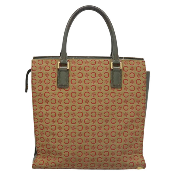 CELINE C Macadam Canvas Hand Bag Beige Gold Auth 118212