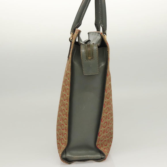 CELINE C Macadam Canvas Hand Bag Beige Gold Auth 118212