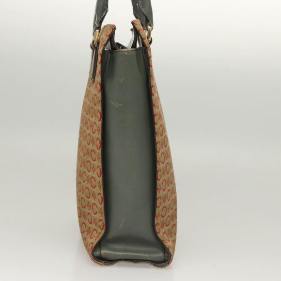 CELINE C Macadam Canvas Hand Bag Beige Gold Auth 118212