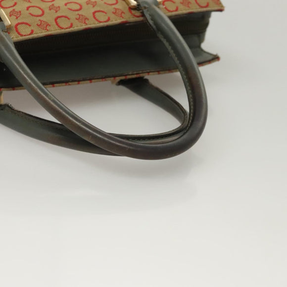 CELINE C Macadam Canvas Hand Bag Beige Gold Auth 118212