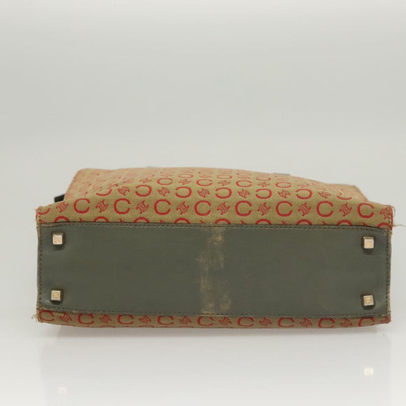 CELINE C Macadam Canvas Hand Bag Beige Gold Auth 118212