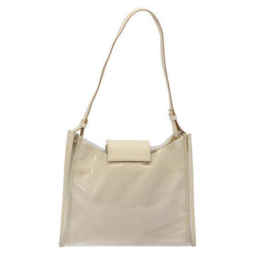Salvatore Ferragamo Shoulder Bag Vinyl Clear Beige Auth 118213 - 0