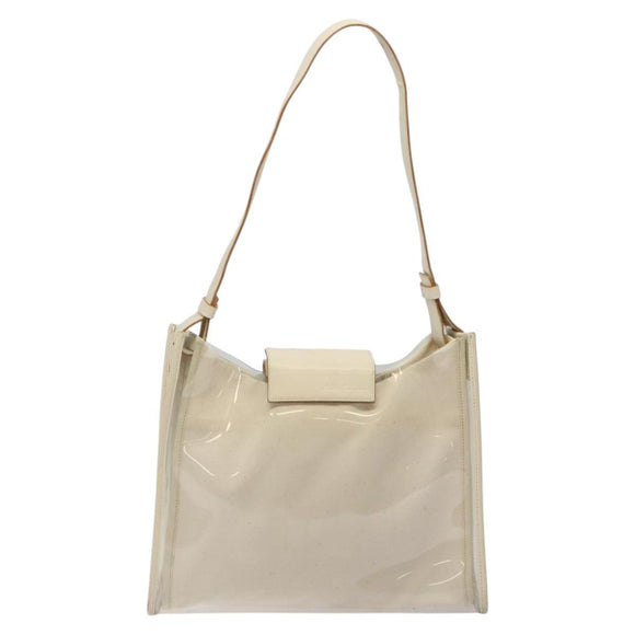 Salvatore Ferragamo Shoulder Bag Vinyl Clear Beige Auth 118213