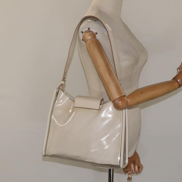 Salvatore Ferragamo Shoulder Bag Vinyl Clear Beige Auth 118213