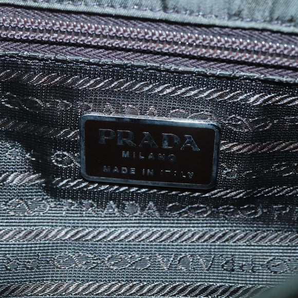 PRADA Shoulder Bag Nylon Khaki Silver Auth 118216