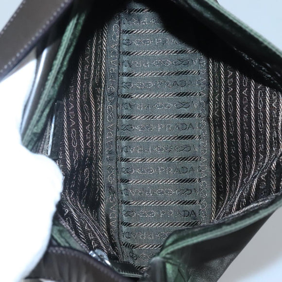 PRADA Shoulder Bag Nylon Khaki Silver Auth 118216