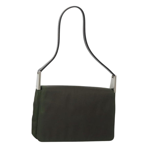 PRADA Shoulder Bag Nylon Khaki Silver Auth 118216