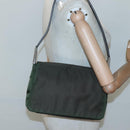 PRADA Shoulder Bag Nylon Khaki Silver Auth 118216-21