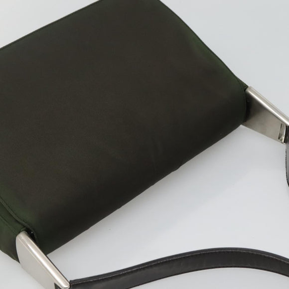 PRADA Shoulder Bag Nylon Khaki Silver Auth 118216