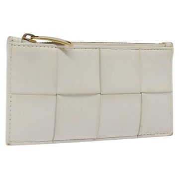 BOTTEGA VENETA MAXI INTRECCIATO Coin Purse Leather White Gold Auth 118221
