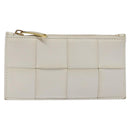BOTTEGA VENETA MAXI INTRECCIATO Coin Purse Leather White Gold Auth 118221-13